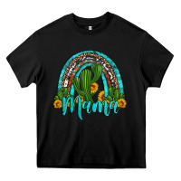Black western cactus and sunflower mama rainbow Heavy Core Tee - Artiststas