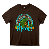 Chocolate Brown western cactus and sunflower mama rainbow Heavy Core Tee - Artiststas