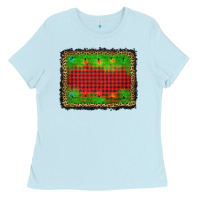 Baby Blue christmas lights background Ladies Tee - AdoDesignShop
