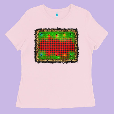 Christmas Lights Background Ladies Tee Designed By Adodesignshop