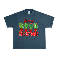 Midnight Navy Merry Christmas Cactuses Urban Heavy Tee - MaliasSmallBusiness