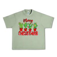 Oil Green Merry Christmas Cactuses Urban Heavy Tee - MaliasSmallBusiness