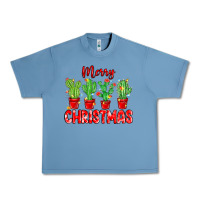 Pebble Blue Merry Christmas Cactuses Urban Heavy Tee - MaliasSmallBusiness