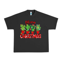 Pigment Black Merry Christmas Cactuses Urban Heavy Tee - MaliasSmallBusiness