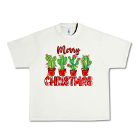 Pistachio Merry Christmas Cactuses Urban Heavy Tee - MaliasSmallBusiness