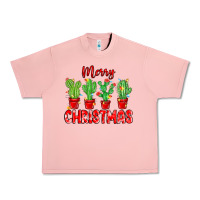 Salmon Merry Christmas Cactuses Urban Heavy Tee - MaliasSmallBusiness