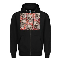 Black skulls and flowers Zipper Hoodie - TumblerDesignByShophia