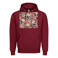 Burgundy skulls and flowers Zipper Hoodie - TumblerDesignByShophia