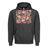 Charcoal Heather skulls and flowers Zipper Hoodie - TumblerDesignByShophia