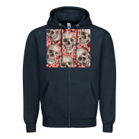 Navy skulls and flowers Zipper Hoodie - TumblerDesignByShophia