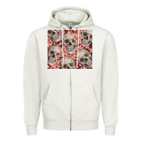 Oatmeal Heather skulls and flowers Zipper Hoodie - TumblerDesignByShophia