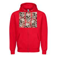 Red skulls and flowers Zipper Hoodie - TumblerDesignByShophia