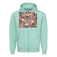 Seafoam skulls and flowers Zipper Hoodie - TumblerDesignByShophia