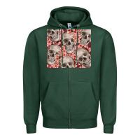 Sports Green skulls and flowers Zipper Hoodie - TumblerDesignByShophia