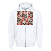 White skulls and flowers Zipper Hoodie - TumblerDesignByShophia