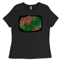 Black green buffalo plaid christmas background Ladies Tee - AdoDesignShop