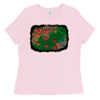 Bubblegum Pink green buffalo plaid christmas background Ladies Tee - AdoDesignShop
