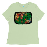 Matcha green buffalo plaid christmas background Ladies Tee - AdoDesignShop