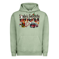 Pigment Oil Green Santa's Favorite Firefighter Urban Hoodie - LillyAllenDesigns