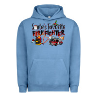 Pigment Pebble Blue Santa's Favorite Firefighter Urban Hoodie - LillyAllenDesigns
