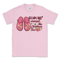 Bubblegum Pink Pink Christmas crocin' around the Christmas tree Classic Tee - NancyCooperArtShop