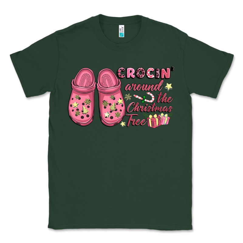 Pink Christmas Crocin' Around The Christmas Tree Classic Tee by NancyCooperArtShop | Teevron