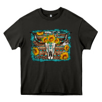 Asphalt longhorn bull skull western turquoise background Heavy Core Tee - Artiststas