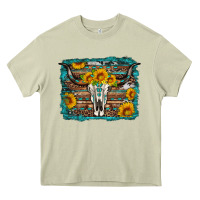 Mossy longhorn bull skull western turquoise background Heavy Core Tee - Artiststas