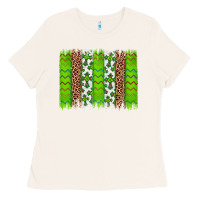 Bone Western St. Patrick's Shamrock Cross Leopard Brushstroke Ladies Tee - Artiststas