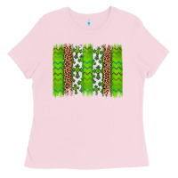 Bubblegum Pink Western St. Patrick's Shamrock Cross Leopard Brushstroke Ladies Tee - Artiststas