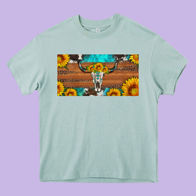 Longhorn Bull Skull License Plate Heavy Core Tee Designed By Artiststas