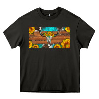 Asphalt longhorn bull skull license plate Heavy Core Tee - Artiststas