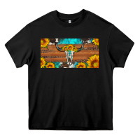 Black longhorn bull skull license plate Heavy Core Tee - Artiststas