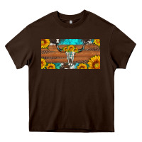Chocolate Brown longhorn bull skull license plate Heavy Core Tee - Artiststas
