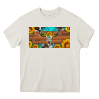 Cream longhorn bull skull license plate Heavy Core Tee - Artiststas