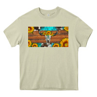 Mossy longhorn bull skull license plate Heavy Core Tee - Artiststas