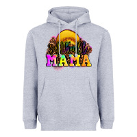 Heather Grey softball mama Heavyweight Hoodie - OliviaCreatesArt