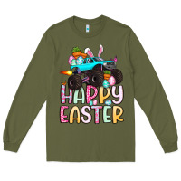 Army Green monster truck happy easter Long Sleeve Tee - Artiststas