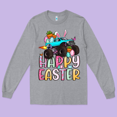 Monster Truck Happy Easter Long Sleeve Tee Designed By Artiststas