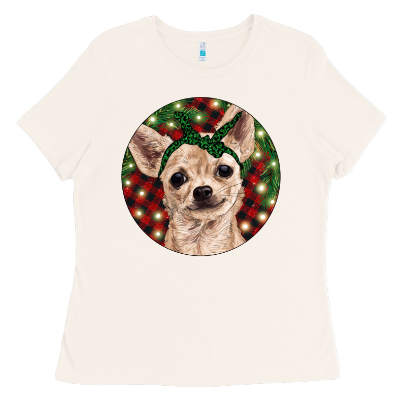 Christmas Chihuahua With Buffalo Plaid Ladies Tee by RanaPortraitStore | Teevron