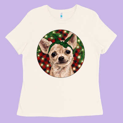 Christmas Chihuahua With Buffalo Plaid Ladies Tee Designed By Ranaportraitstore