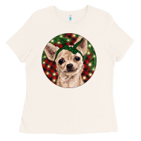 Bone Christmas Chihuahua With Buffalo Plaid Ladies Tee - RanaPortraitStore
