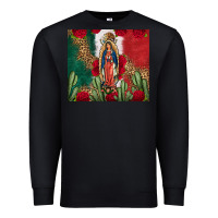 Black Our Lady Of Guadalupe Mexican Flag Roses Cactus Premium Sweatshirt - FaDigitalArtStudio