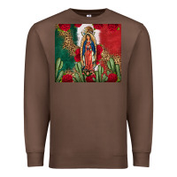 Chestnut Our Lady Of Guadalupe Mexican Flag Roses Cactus Premium Sweatshirt - FaDigitalArtStudio