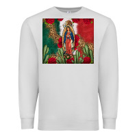 Dove Grey Our Lady Of Guadalupe Mexican Flag Roses Cactus Premium Sweatshirt - FaDigitalArtStudio