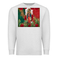 Oatmeal Heather Our Lady Of Guadalupe Mexican Flag Roses Cactus Premium Sweatshirt - FaDigitalArtStudio