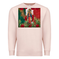 Pale Pink Our Lady Of Guadalupe Mexican Flag Roses Cactus Premium Sweatshirt - FaDigitalArtStudio