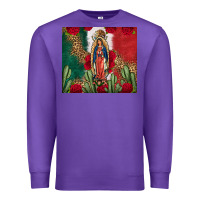 Purple Our Lady Of Guadalupe Mexican Flag Roses Cactus Premium Sweatshirt - FaDigitalArtStudio