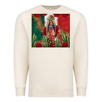 Sandshell Our Lady Of Guadalupe Mexican Flag Roses Cactus Premium Sweatshirt - FaDigitalArtStudio