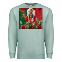 Seafoam Our Lady Of Guadalupe Mexican Flag Roses Cactus Premium Sweatshirt - FaDigitalArtStudio